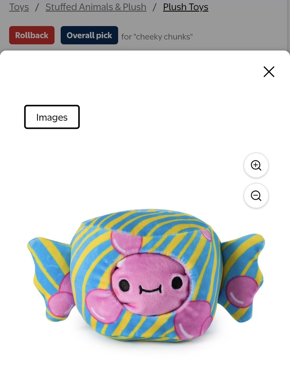 Plush Candy Crab Stuffed Toy - Pink & Blue/Yellow Stripes
